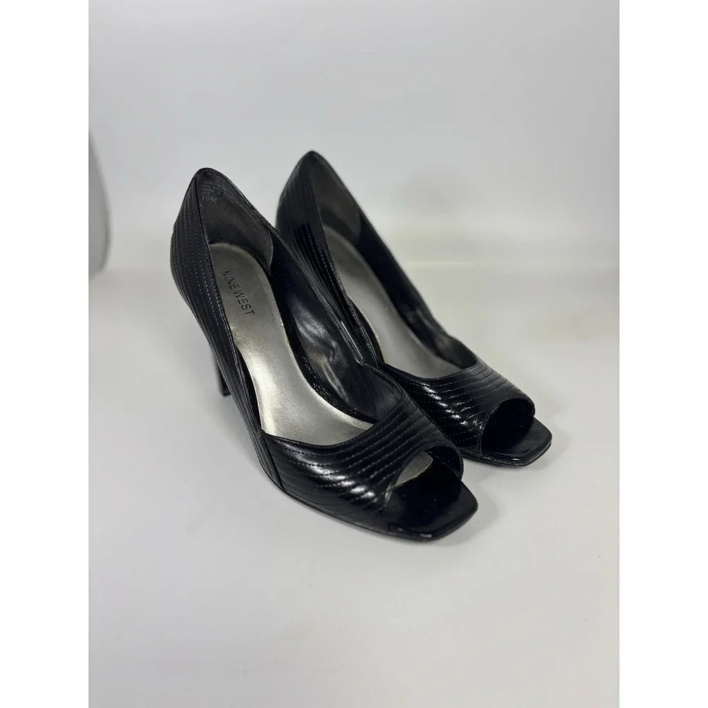Nine West Black Peep Toe Heels Size 10